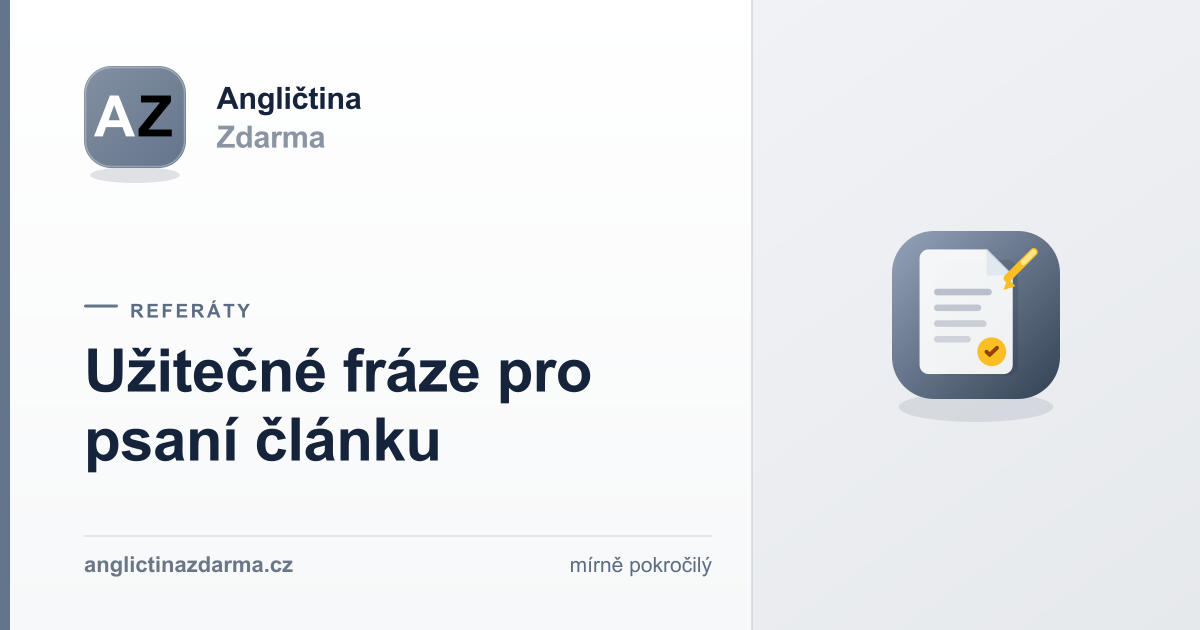 Frazeit Užitečné fráze pro psaní článku | Angličtina Zdarma